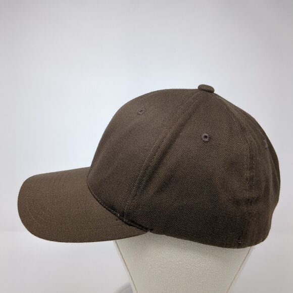 Yupoong Fitted Hat Brown Large-XL Flexfit Solid Blank 6 Panel Outdoor - Picture 3 of 8